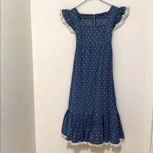Vintage 70s Midi Ruffle Dress
